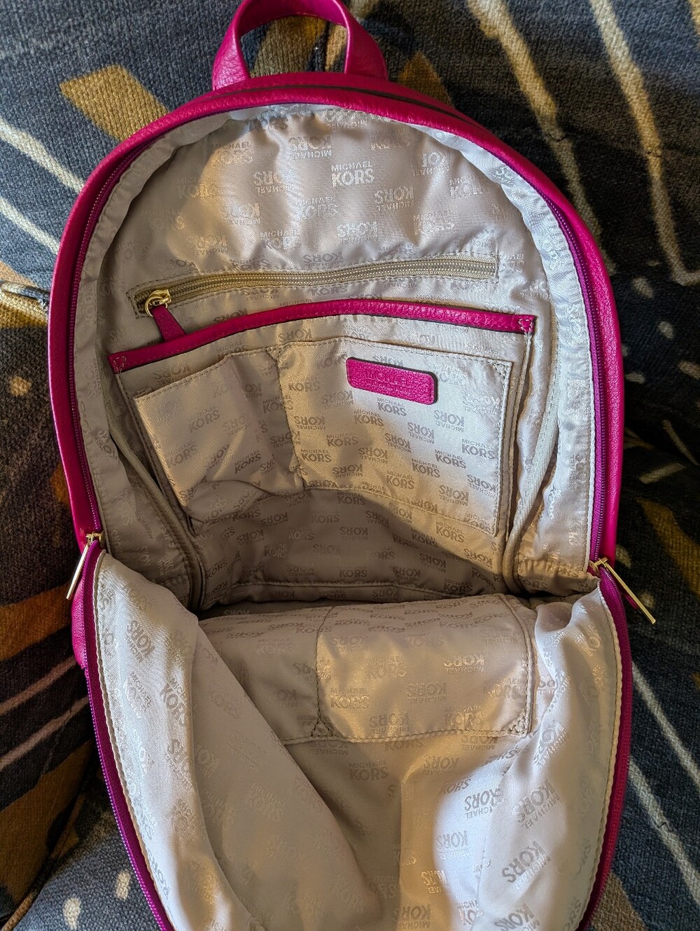 Sale NWOT Michael Kors Dragonfruit Magenta Leather Backpack Pebbled So Soft Rare - Picture 6 of 7